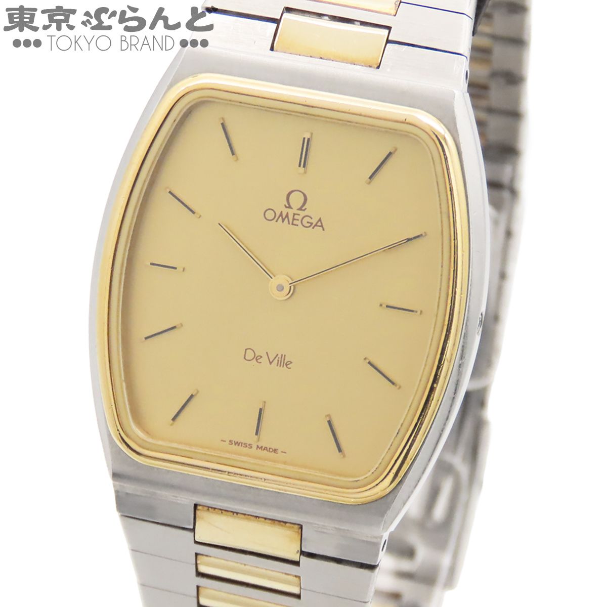 オメガ OMEGA デビル 195.0021 cal.1365 ゴールド SS YG デヴィル De Ville スクエア コンビ 腕時計 メンズ クォーツ 101888237
