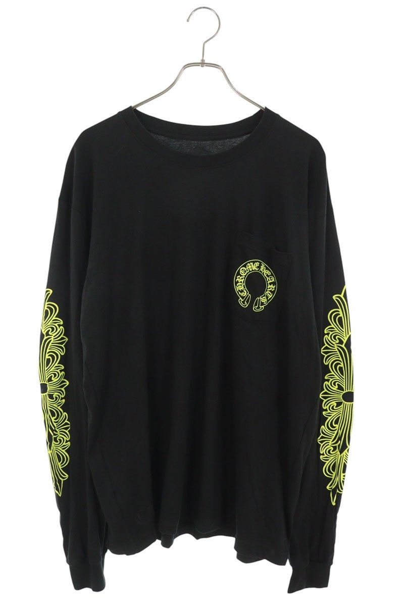 クロムハーツ CH L/S 1 袖フローラルバックホースシュープリント長袖カットソー メンズ XL