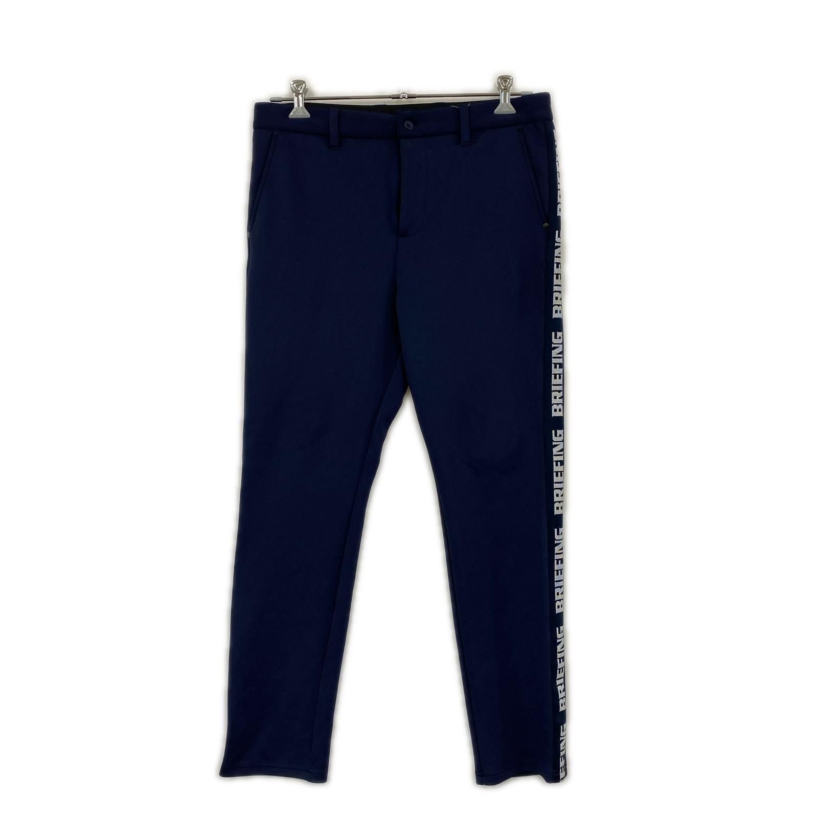 中古 メンズ ブリーフィング BRIEFING パンツ XL 紺 ネイビー ストレッチ ロゴライン