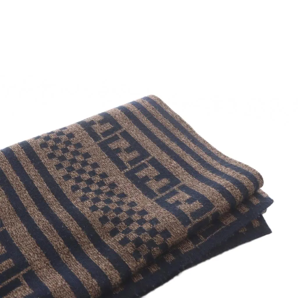 フェンディ FENDI マフラー メンズ ズッカ柄 総柄 茶色 ブラウン 黒