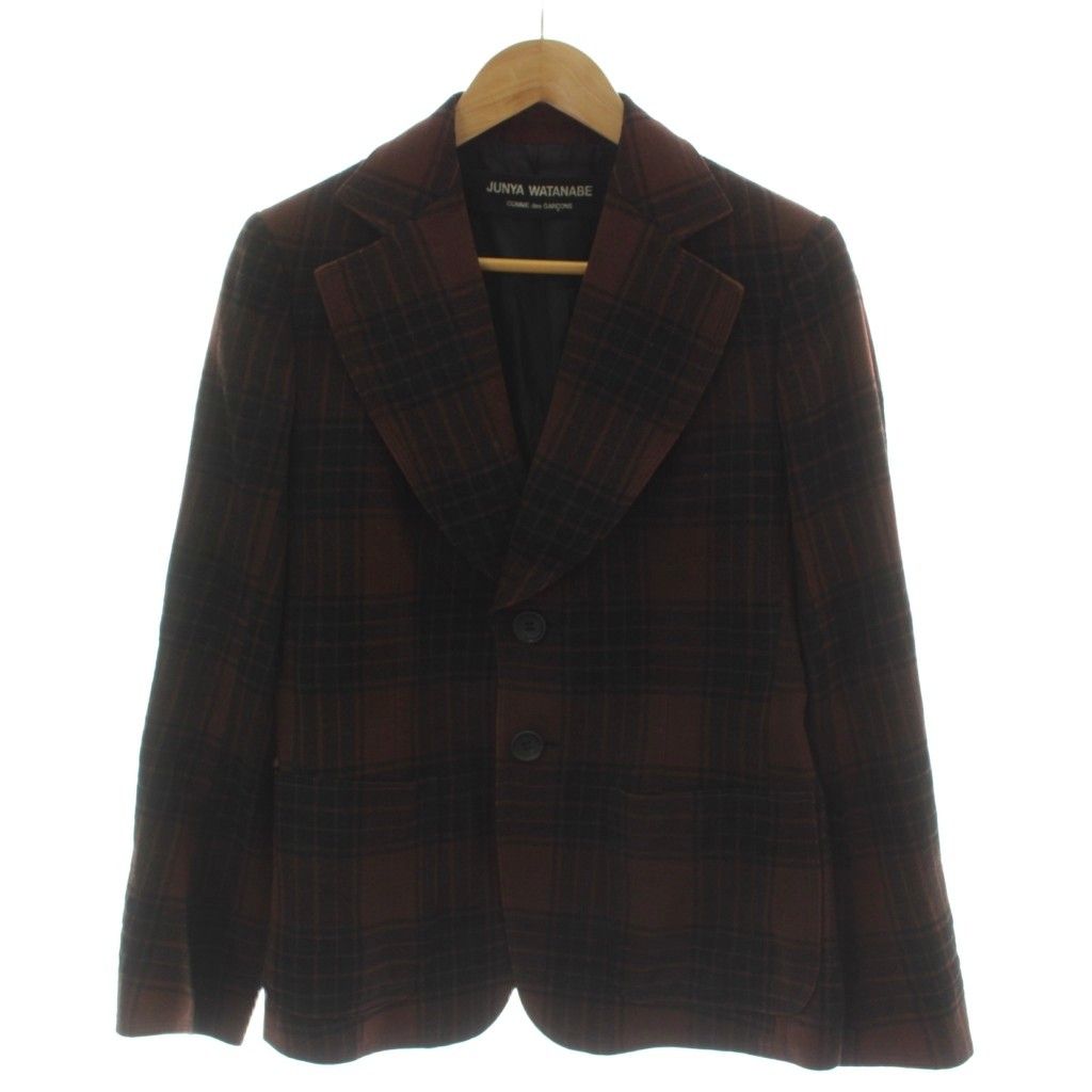 ジュンヤワタナベ JUNYA WATANABE テーラードジャケット チェック柄 ウール 茶 ブラウン JG-J059 /GG ■GY11