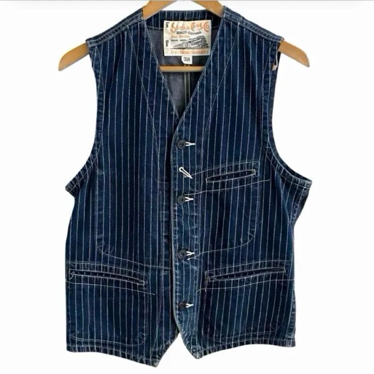 SUGAR CANE シュガーケーン 9oz ウォバッシュ ストライプ ワークベスト SC12654 メンズ 38
