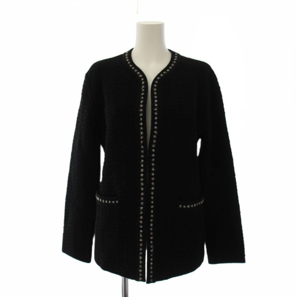 セオリーリュクス theory luxe 23AW splendo 3 vick ノーカラージャケット ニット ツイード 38 黒 03-3403735 /BM