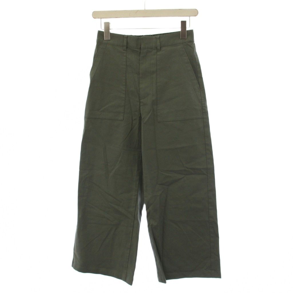 23区 オンワード樫山 25SS スラブツイルストレッチ ワイドパンツ ジップフライ 小さいサイズ 34 カーキ PRWSGM0322 /BM 6,853円