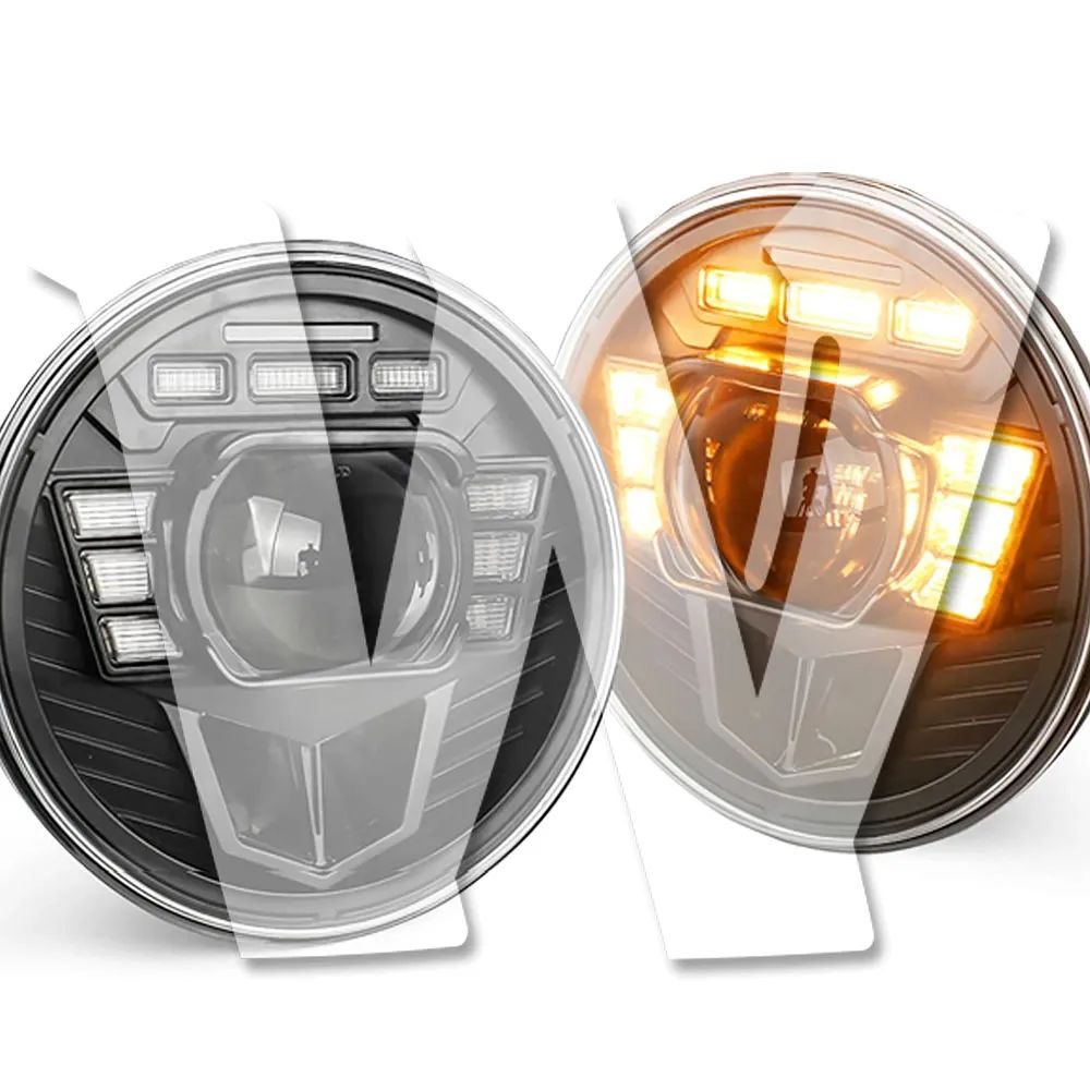 日本仕様品 右ハンドル車用 DOT承認 7インチ LED ヘッドライト Hi.Low.DRLタイプ ハイ/ロー/デイライト 6000K ホワイト アンバー ジープ ラングラー JK スズキ ジムニー LJ CJ TJ Land Rover ハマー H1 H2