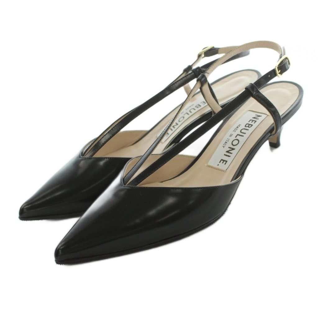 ネブローニ Nebuloni アルアバイル取り扱い 24SS V STRAP HEEL パンプス ポインテッドトゥ 36 23.0cm 黒 ブラック 7110 /MI ■OS