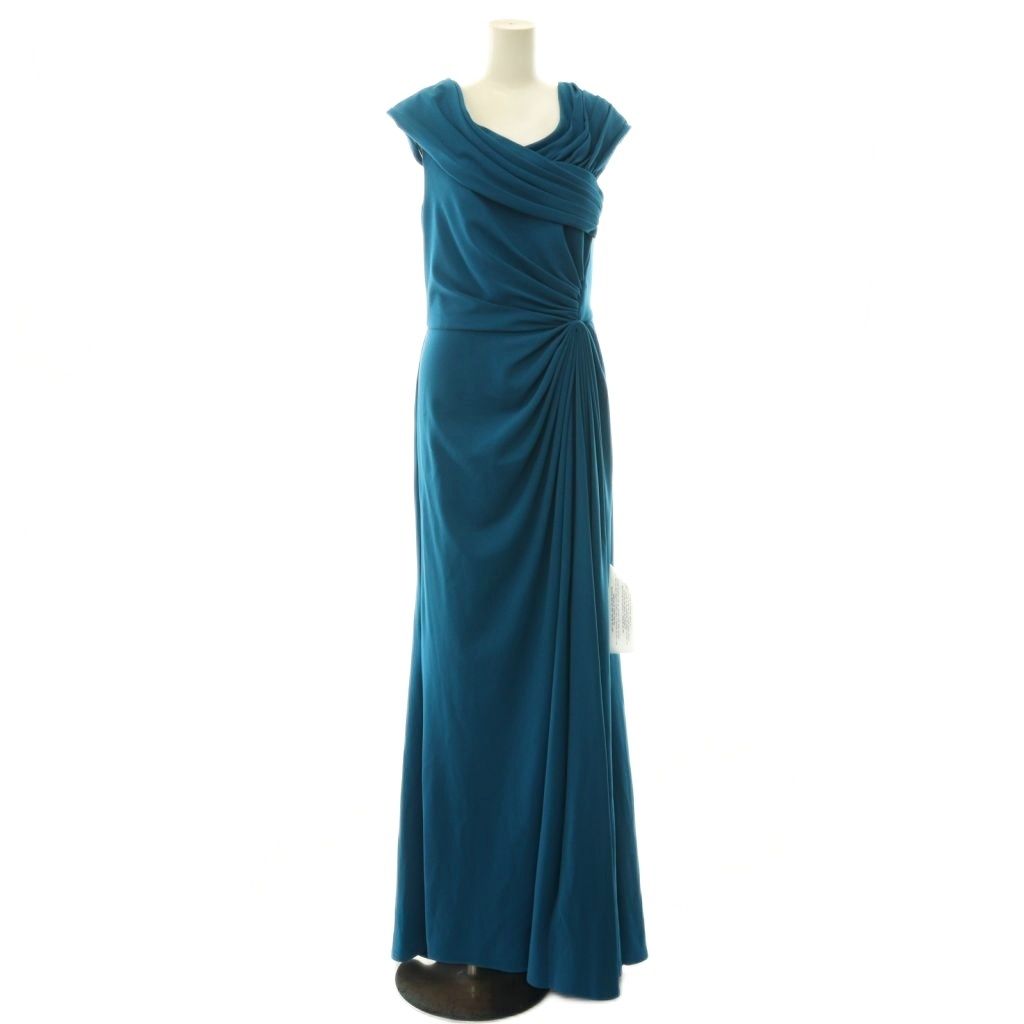 タダシショージ TADASHI SHOJI ギャザーロングドレス ワンピース スリット ノースリーブ S オーシャンブルー /HS ■OS