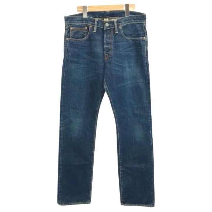ダブルアールエル RRL USA製 デニムパンツ ジーンズ ストレート セルビッチ 赤耳 ボタンフライ 31×30 M-L インディゴ /XZ ■GY12