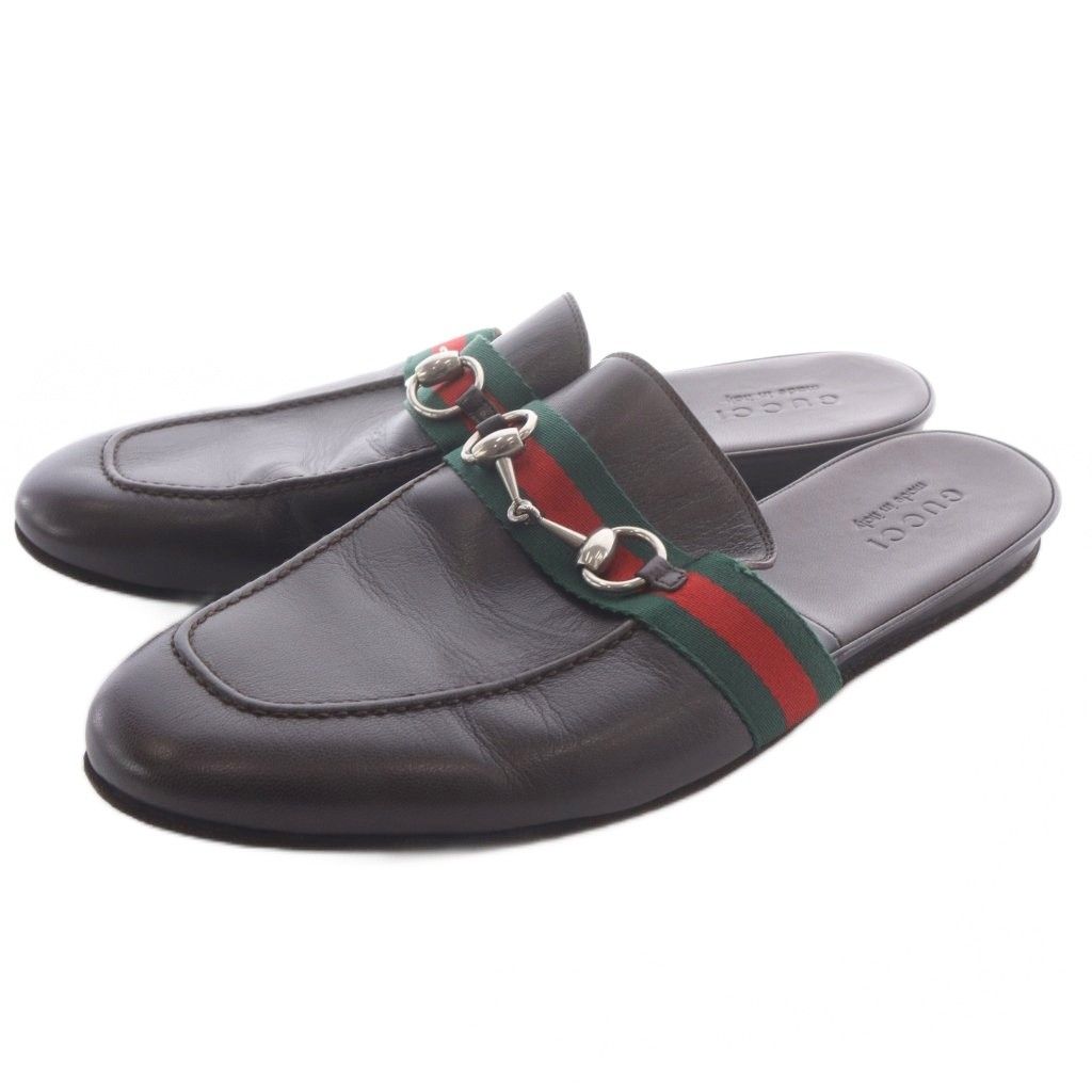 グッチ GUCCI サンダル レザー シェリーライン ホースビット 8.5 茶色