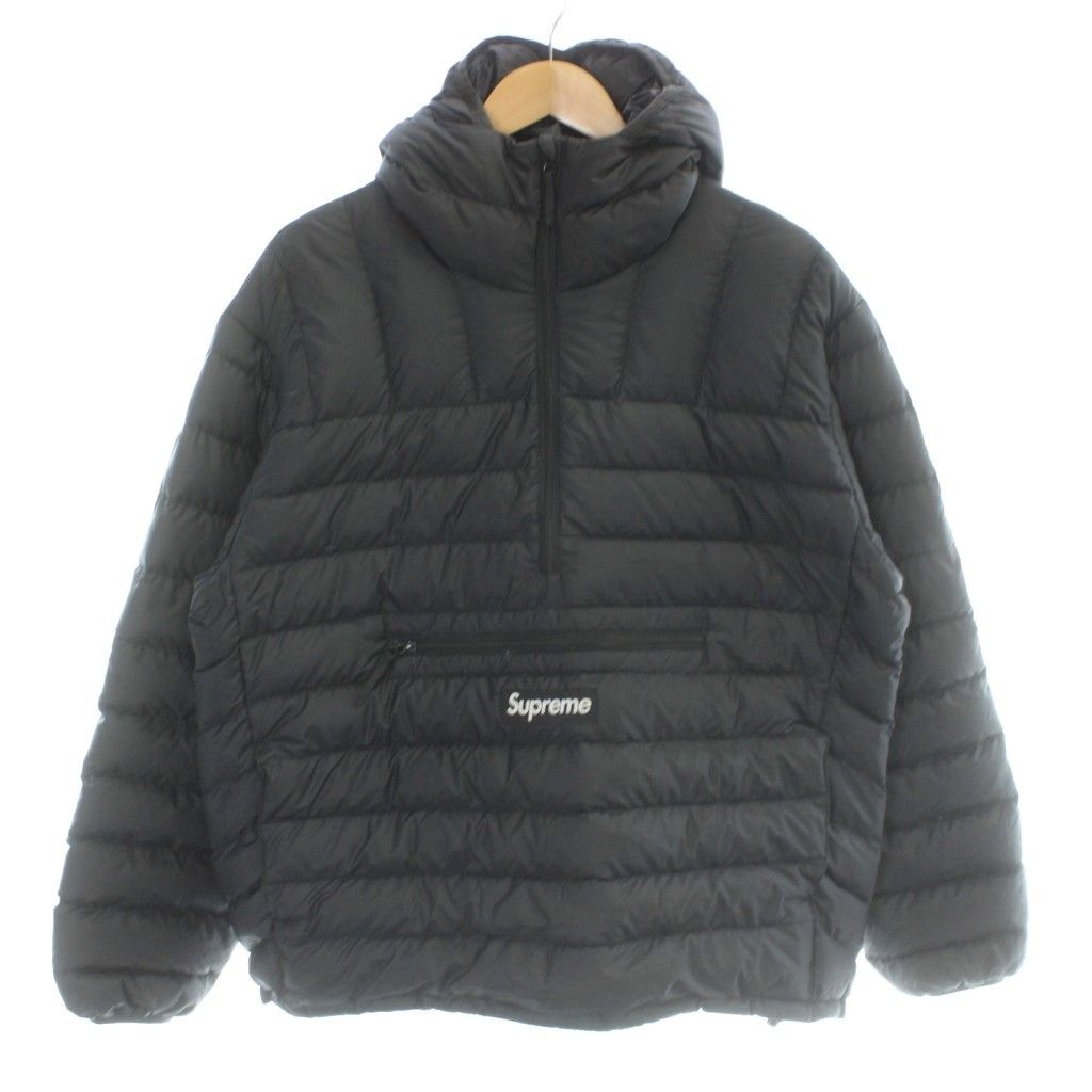 シュプリーム SUPREME Micro Down Half Zip Hooded Pullover ダウンジャケット プルオーバー フード ボックスロゴ PERTEX M 黒 ブラック /MW ■GY18