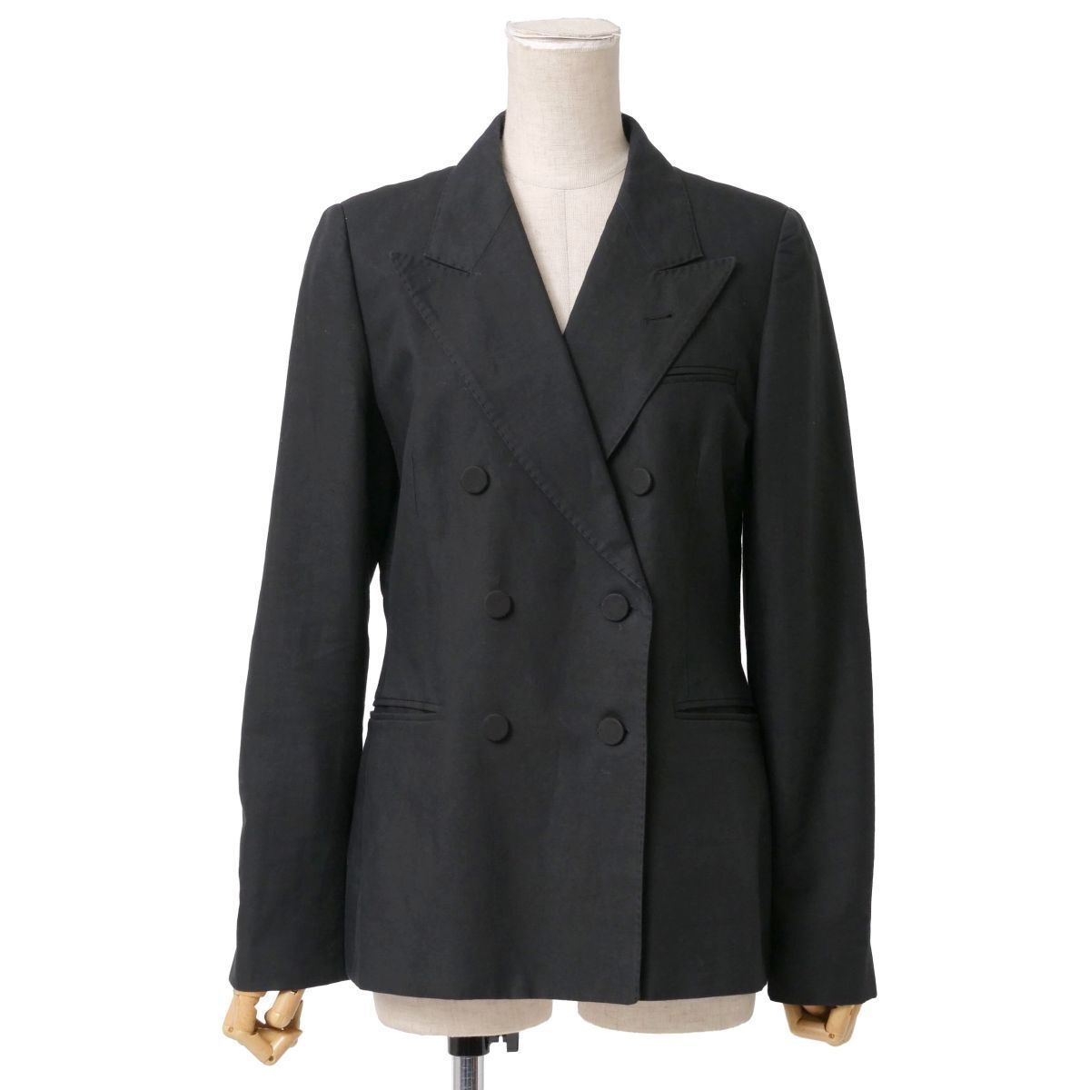 ドリスヴァンノッテン DRIES VAN NOTEN ダブルブレストジャケット テーラードジャケット コットンリネン ブラック サイズ38 M相当