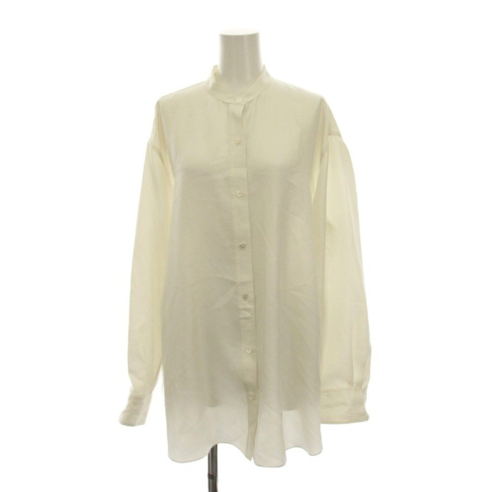 セオリー Theory 25SS Mod Silk Twill Wrap Shirt バンドカラー シャツ ブラウス 長袖 S ホワイト 015308208 /YM