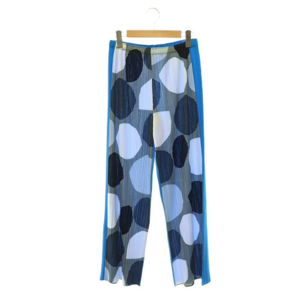 プリーツプリーズ PLEATS PLEASE イッセイミヤケ フロントドット切替プリーツパンツ ストレート 青 ブルー グレー /NR ■OS 17,208円