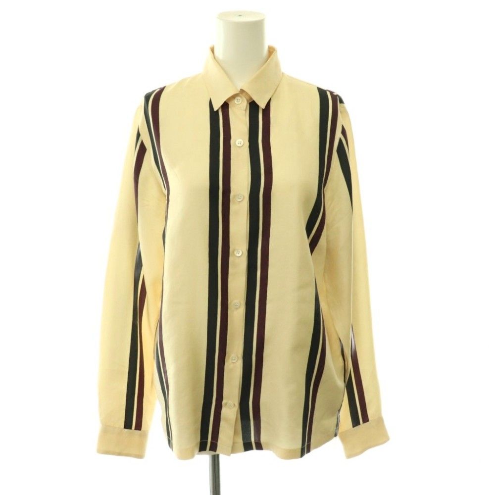 ドリスヴァンノッテン DRIES VAN NOTEN ストライプシルクシャツ ブラウス 長袖 前開き 38 イエローベージュ /NR ■OS ■SH