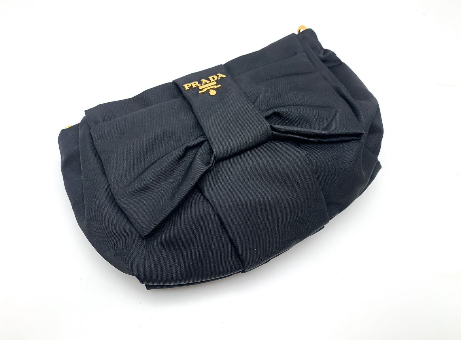 PRADA プラダ リボン ナイロン ポーチ コスメポーチ 化粧ポーチ テスートナイロン 1N1422 NERO ブラック 黒 ゴールド金具 ブランド PRADA プラダ リボン ナイロン ポーチ コスメポーチ 化粧ポーチ テスートナイロン 1N1422 NERO ブラック 黒 ゴールド金具 ブランド