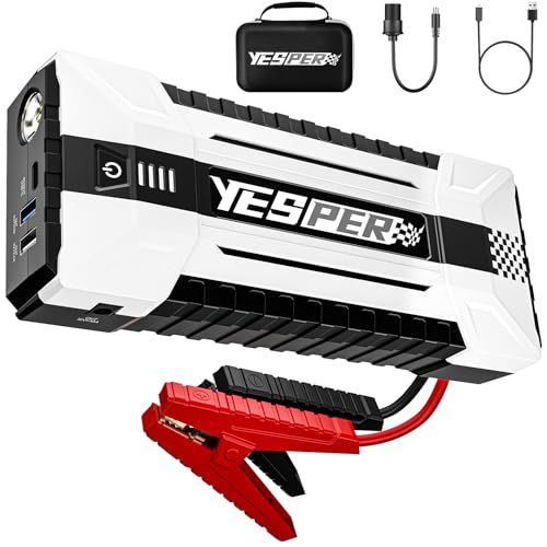 ☆新品☆YESPER ジャンプスターター 26800mAh大容量 4120Aピーク電流 12V 車用ジャンプスターター（すべてのガソリン車/10.0Lディーゼルエンジン車）大容量バッテリー 車用バッテリー 機能 QC3.0急速充電 緊急LEDライト付き キャン