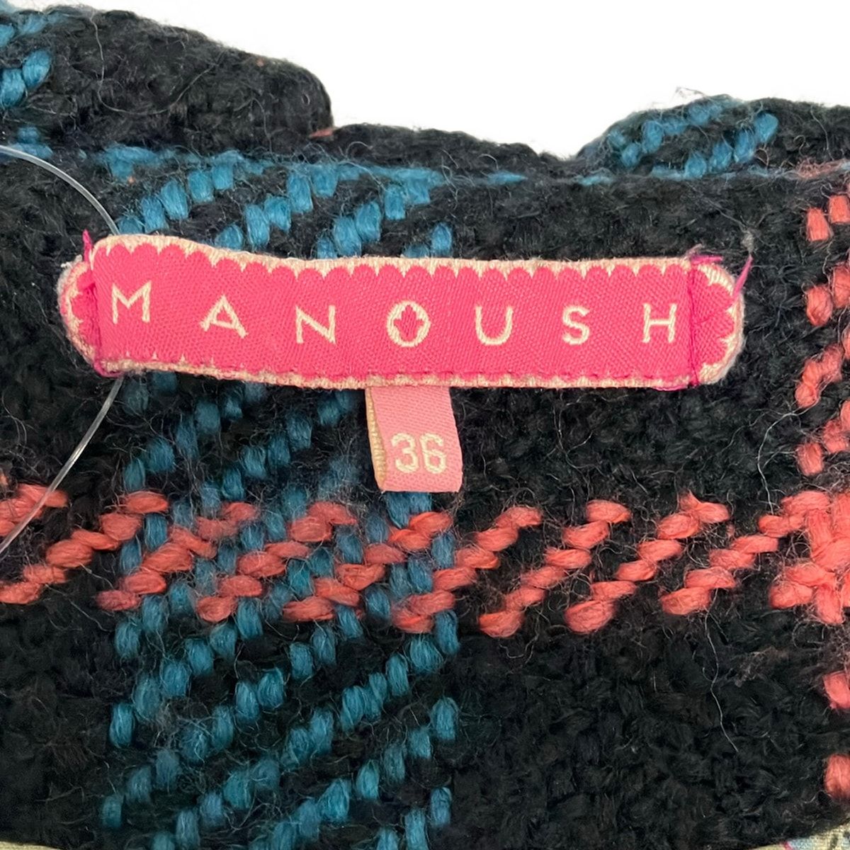 MANOUSH(マヌーシュ) コート サイズ36 S レディース 黒×ブルー×マルチ 