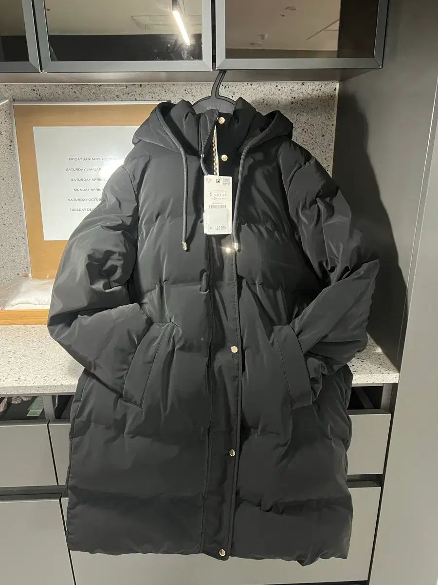 ZARA ロング丈ダウンジャケット ブラック S 新品 定価129000