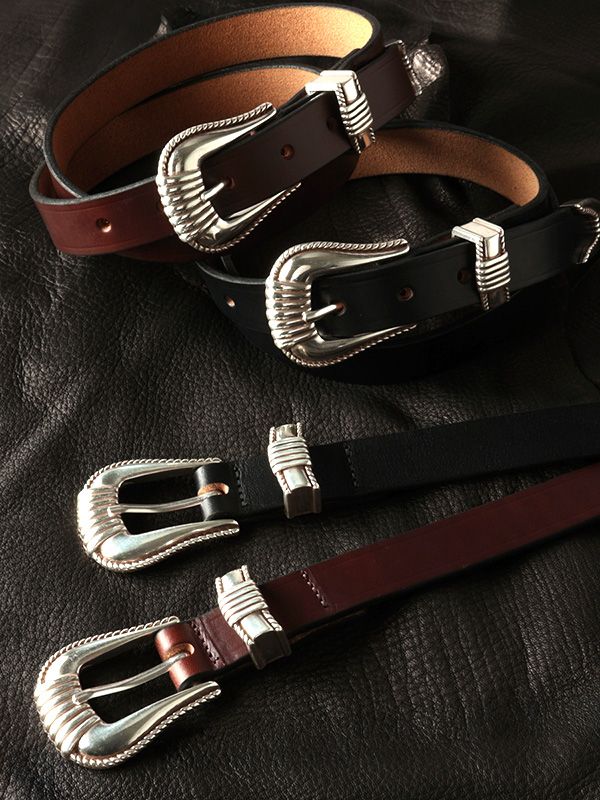 THE FLAT HEAD フラットヘッド レザー ベルト ウエスタン 剣先 クロムエクセル 牛革 バックル ベルトループ メタルパーツ ナローベルト FN-BE-L006 15,675円