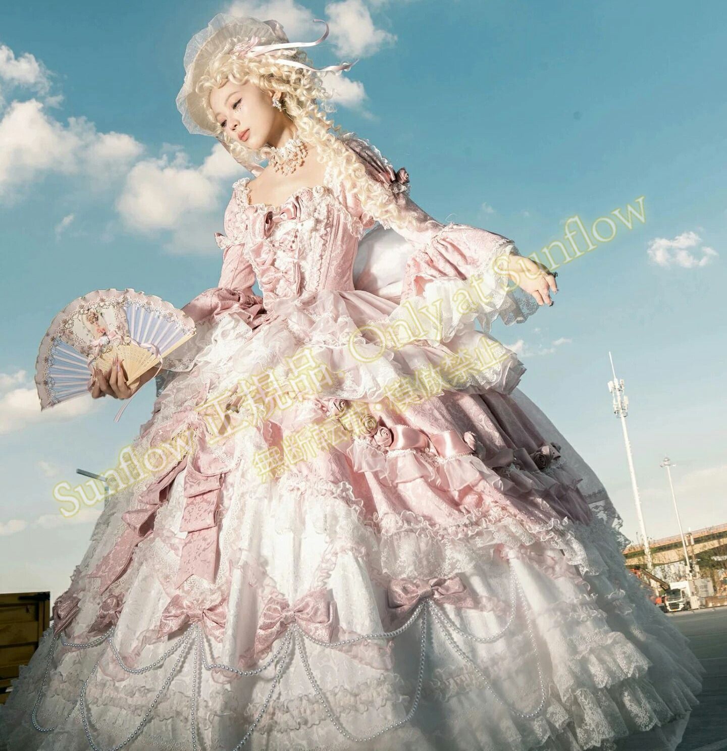 ロリータ風 プリンセス ロングドレス 豪華レース ピンク ビッグリボン 蝶結び付き パーティ コスプレ ゴシックロリータ 結婚式 発表 ロリータ 仮装 コスチューム コスプレ 衣装 コーディネート 仮装 パーティ イベント ステージ 文化祭 学園祭CLF81
