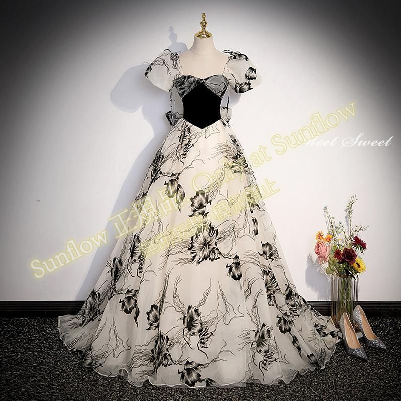 カラードレス 編み上げ ブラック 花柄 半袖 ステージドレス ロングドレス 結婚式 二次会 発表会 演奏会 ウェディングドレス ウエディングドレス Aラインドレス イブニングドレス コンサート コンクール パーティードレス ブライダル 花嫁 披露宴CLF81 14,404円
