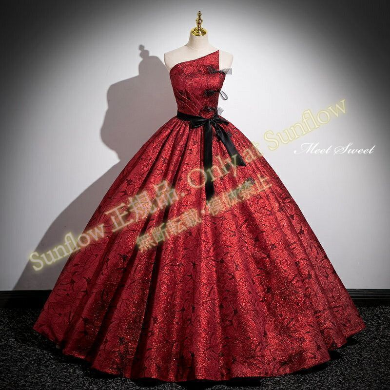 カラードレス プリンセスライン ロングドレス レッド ベアトップ リボン 花柄 ウェディングドレス 結婚式 二次会 花嫁 前撮り 演奏会 発表会 ステージ衣装 ウエディングドレス パーティードレス ブライダルCLF81 20,316円