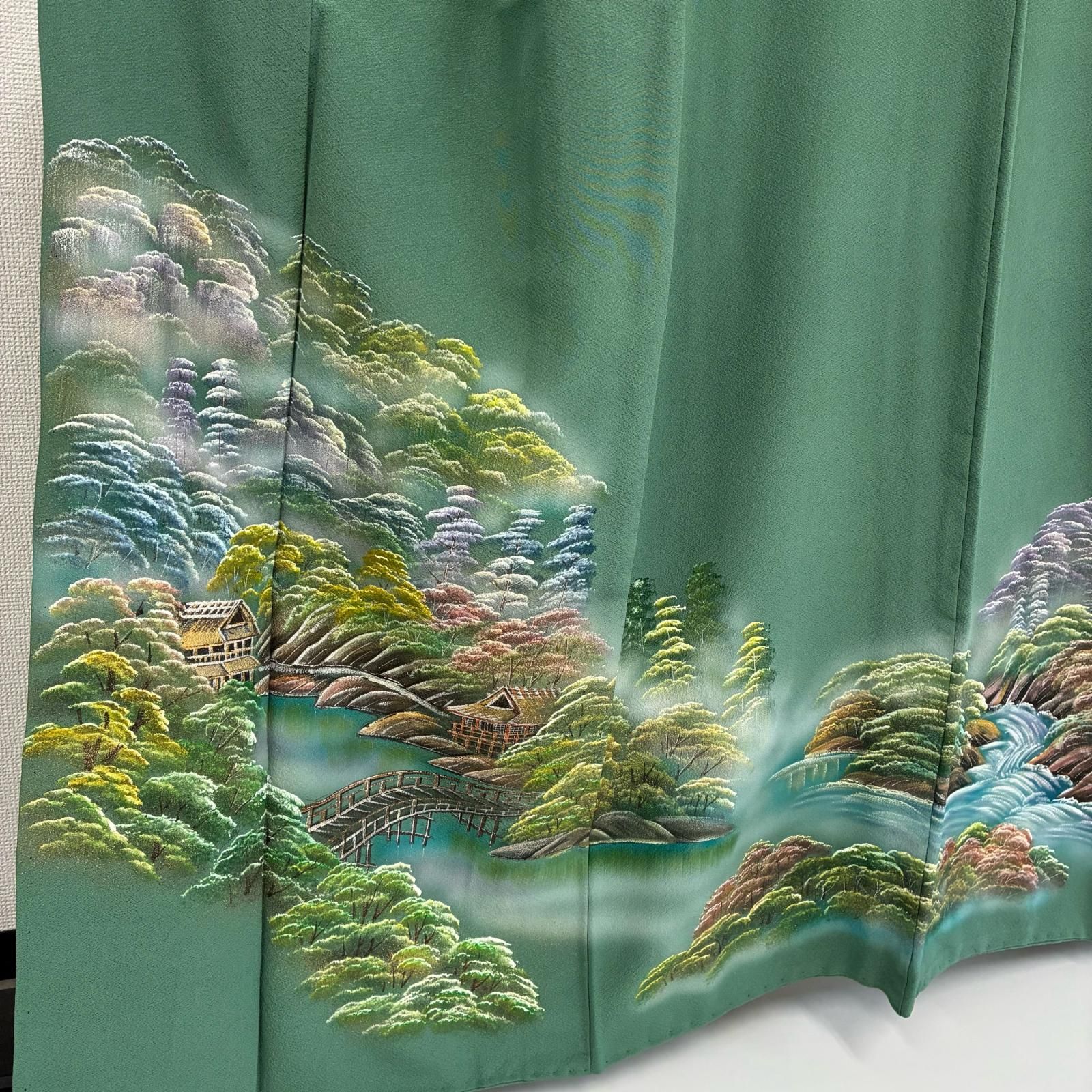付け下げ 裄66.5 正絹 紋なし 手描き 美しい景色 袷 着物 MK-3818 7,056円