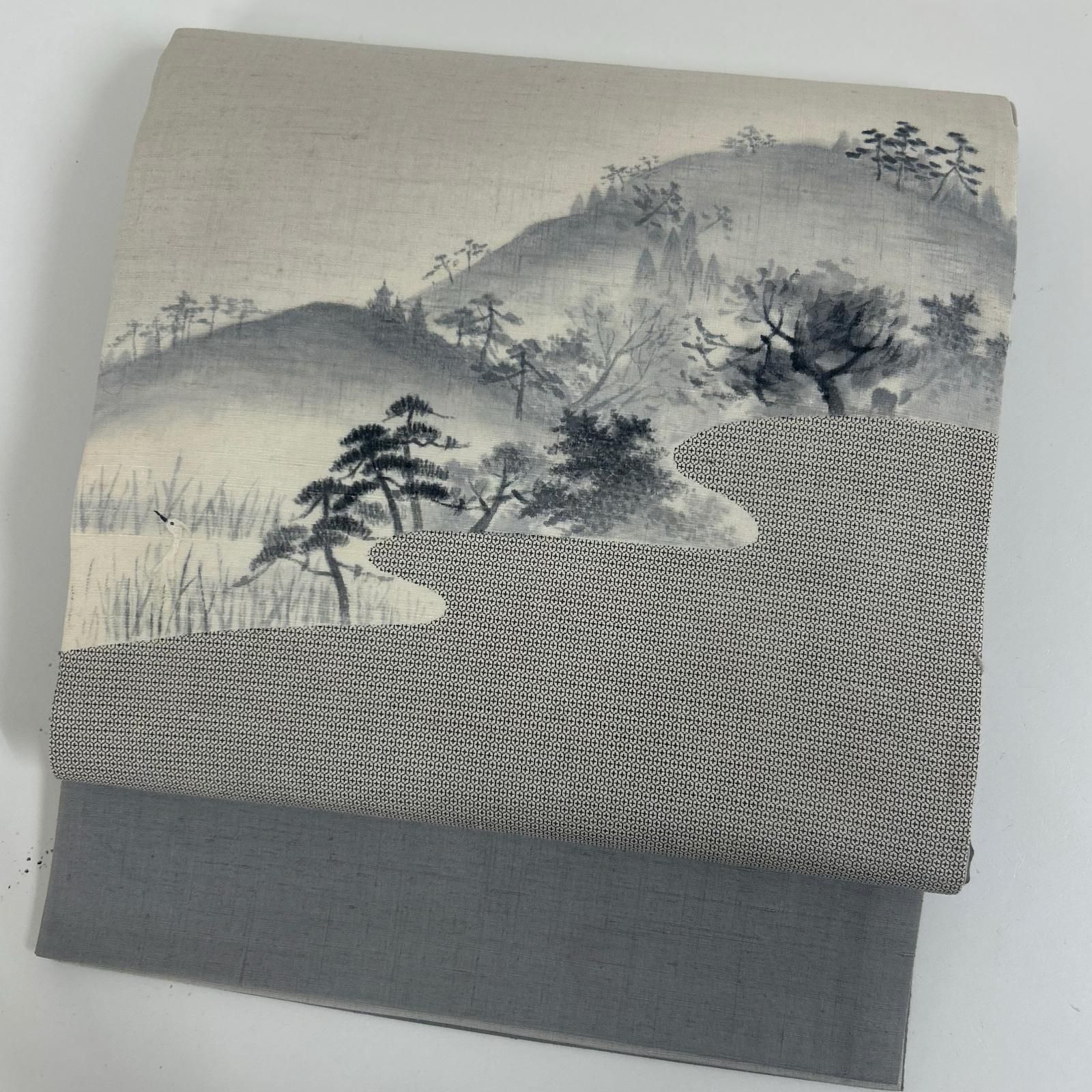 洒落袋帯 作家物 結城紬 風景 亀甲 MA-4062