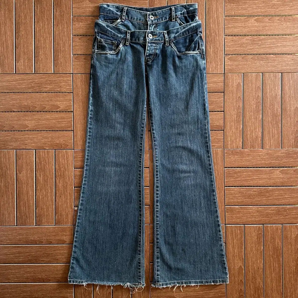 ヴィンテージ ダブル ウェスト レイヤード フレア デニム パンツ 3 6,610円
