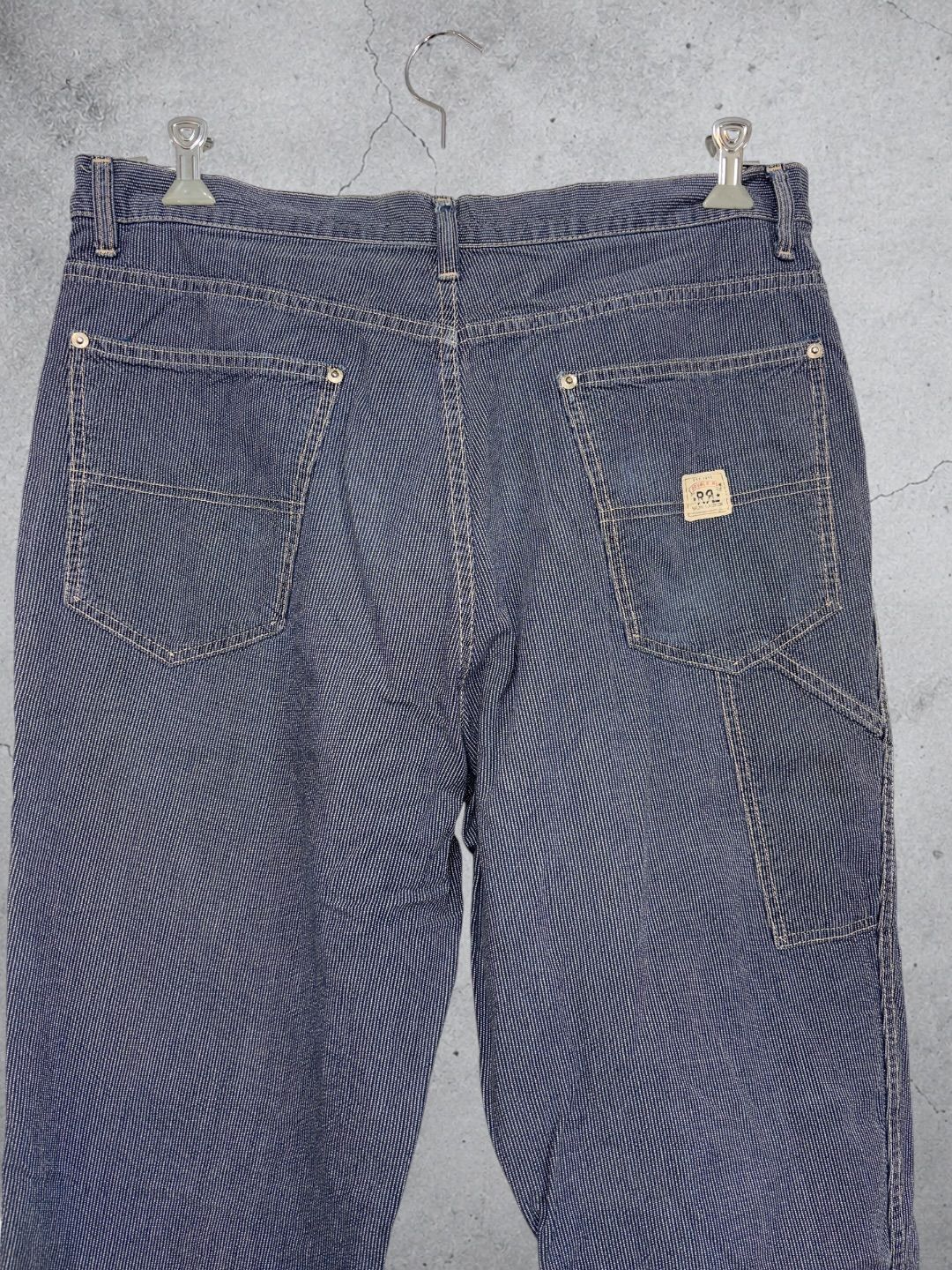 USA製 90s 三ツ星タグ RRL HICKORY PAINTER PANTS W34 L30 実寸W36 ヒッコリー ペインターパンツ ダブルアールエル ラルフローレン 古着
