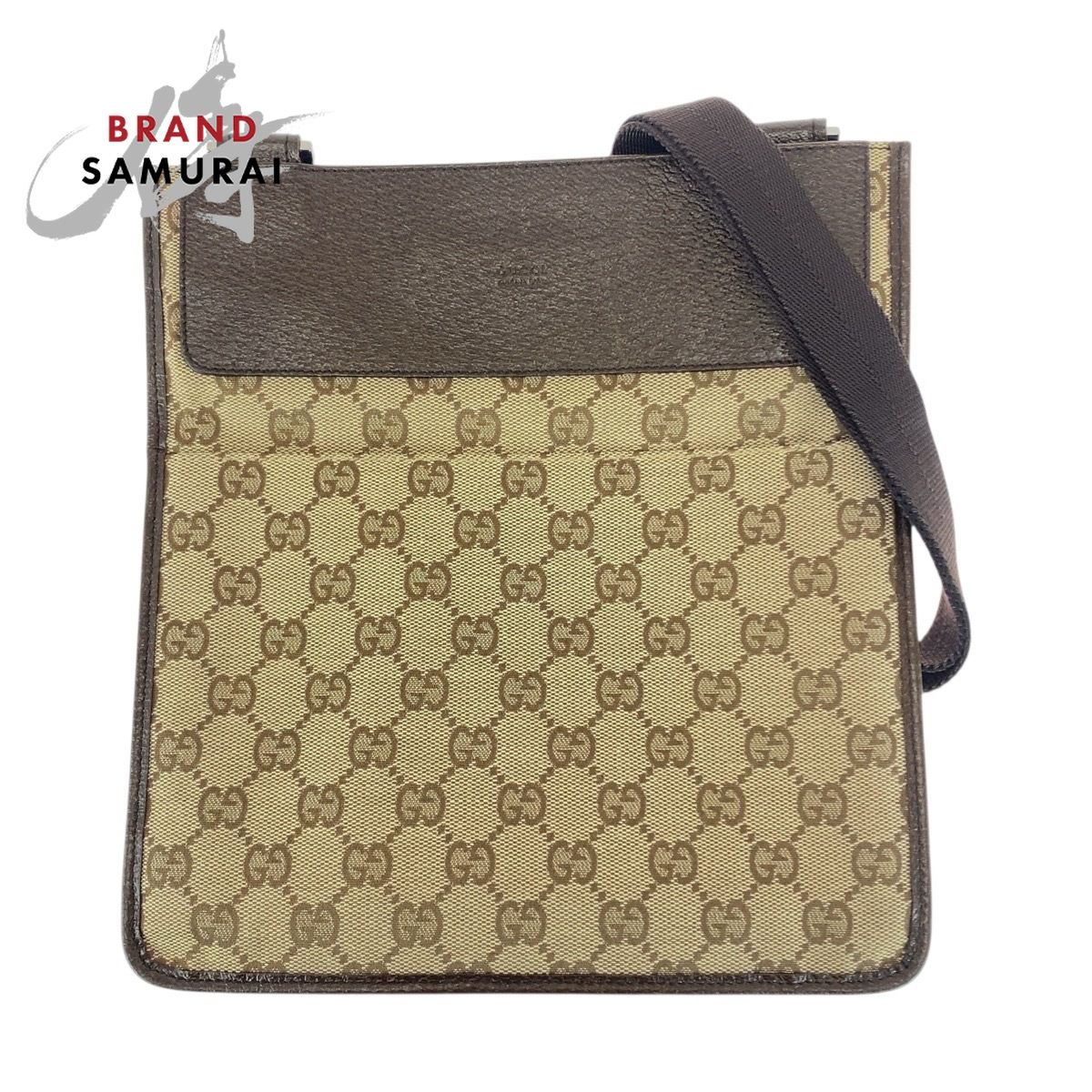美品 GUCCI グッチ ベージュ ブラウン シルバー金具 GGキャンバス/レザー 27639 ショルダーバッグ ポシェット レディース 603941【中古】