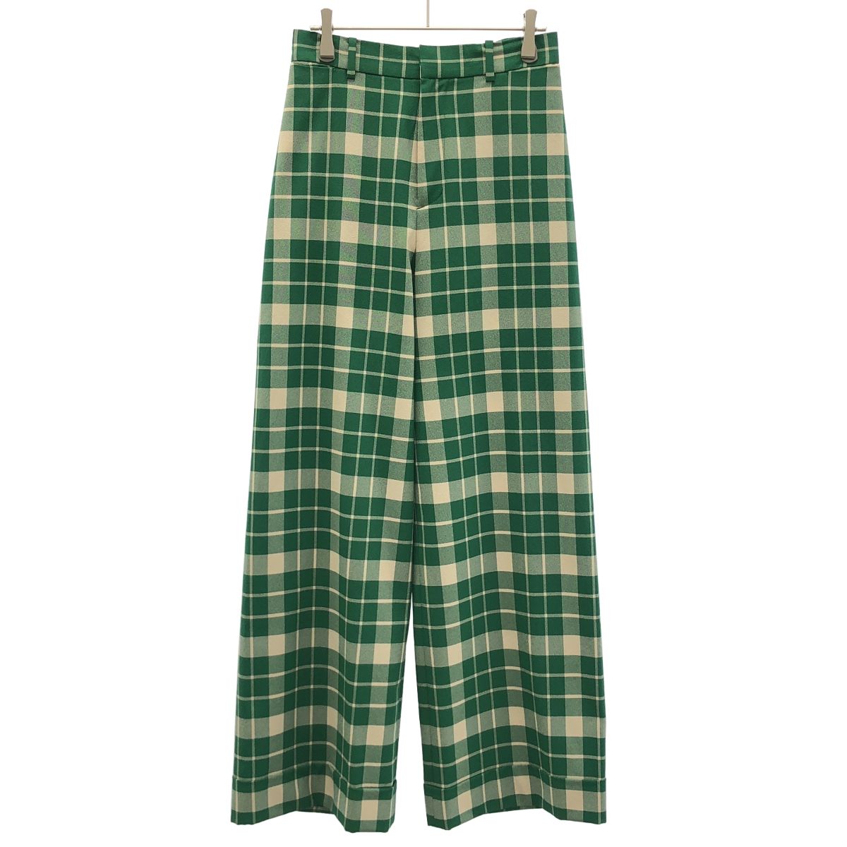 CABaN キャバン 20AW クレープチェックワイドパンツ 39-04-04-04001 グリーン S 6,923円