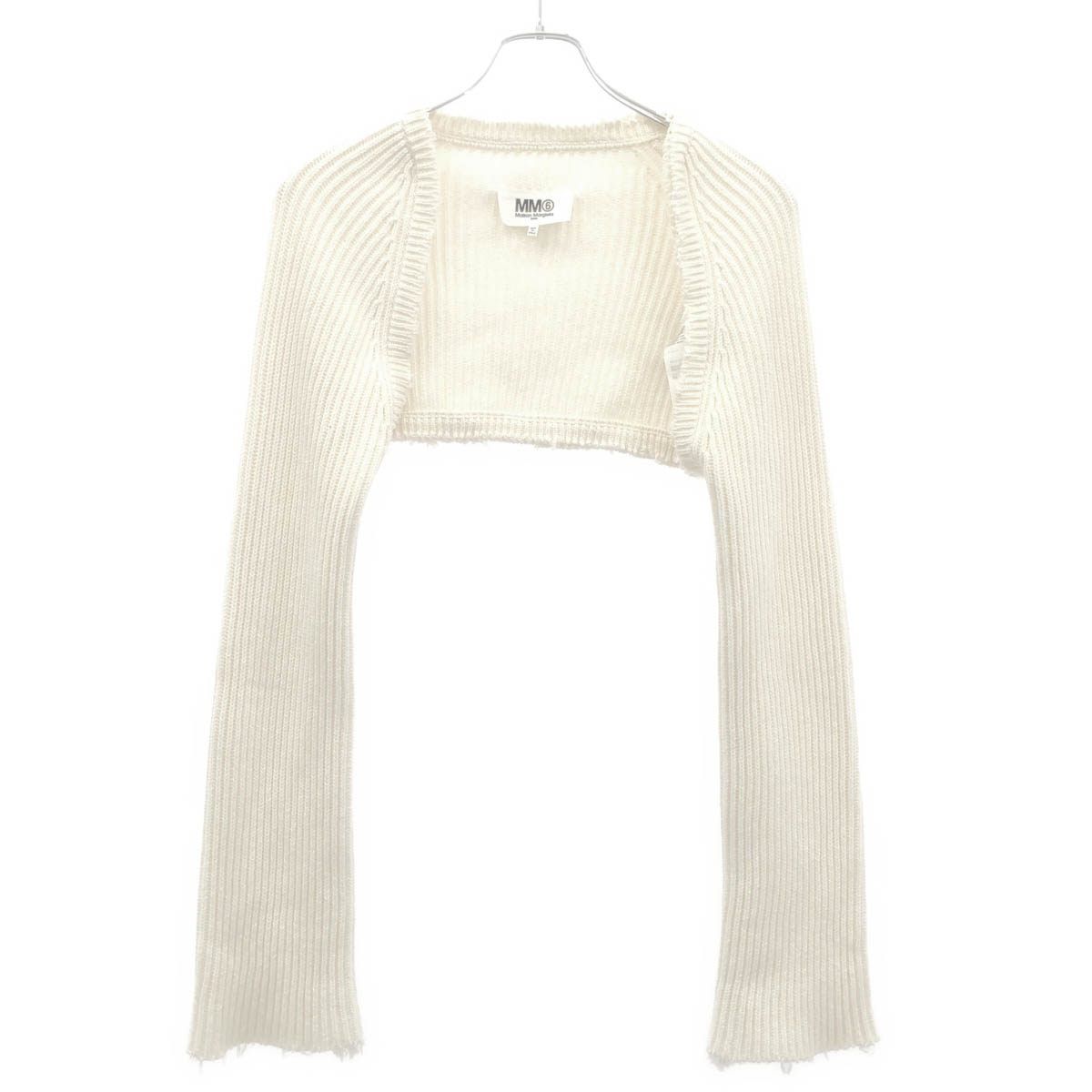 MM6 Maison Margiela エムエムシックス メゾン マルジェラ 23SS クロップドリブカーディガン S62HA0079 S18255 ホワイト S