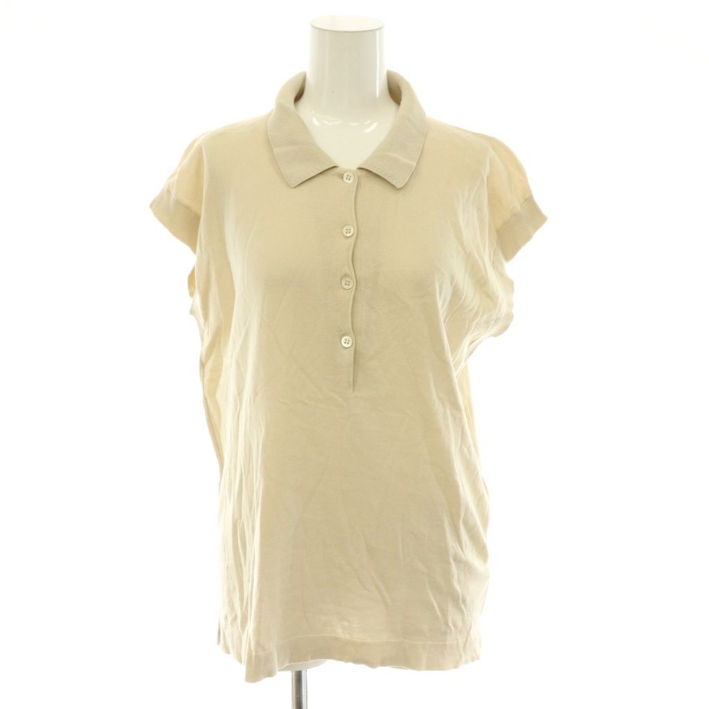 マーガレットハウエル MARGARET HOWELL ×ジョンスメドレー JOHN SMEDLEY ニットポロシャツ カットソー フレンチスリーブ 2 ベージュ /CX ■ECC007