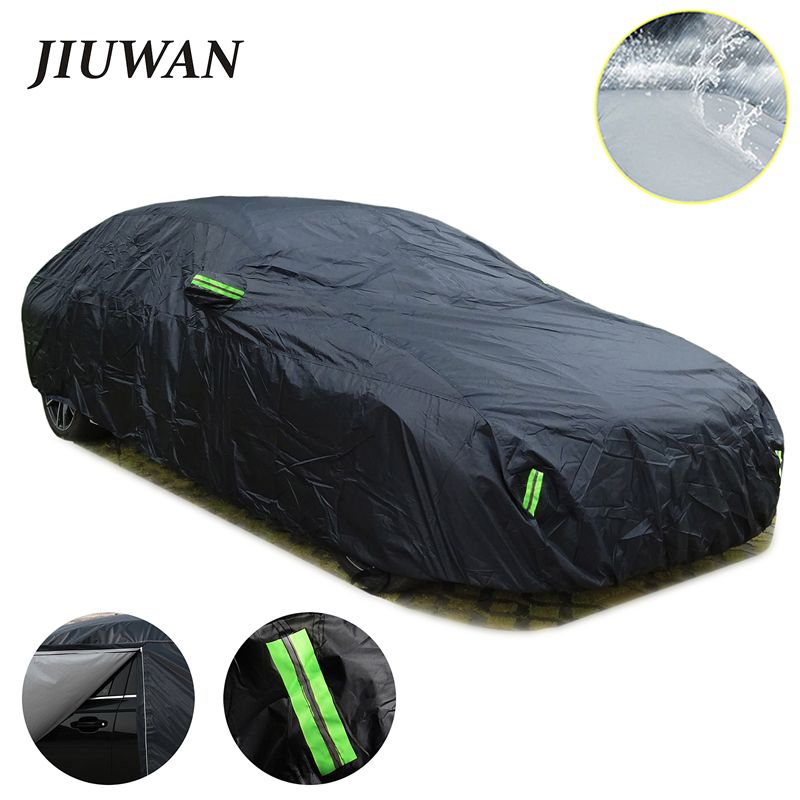 JIUWAN 汎用カーカバー SUV・セダン対応 防水UVカット ジッパー式 ブラック S〜XXL