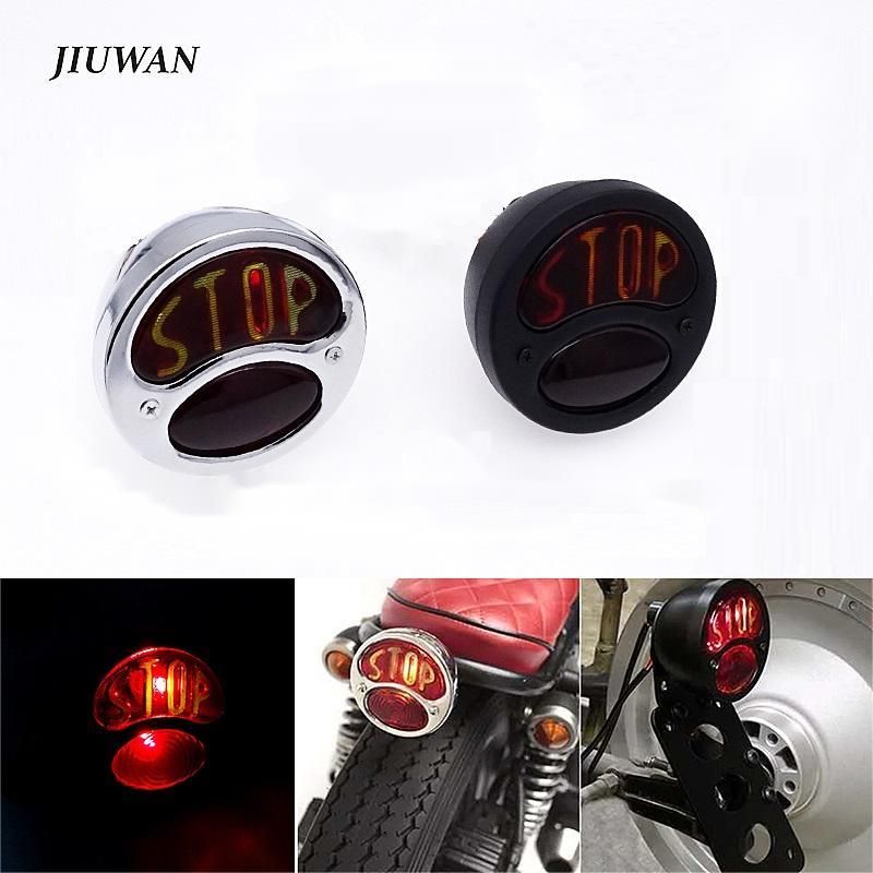 JIUWAN ハーレー クルーザー カフェレーサー対応 テールライト ブレーキランプ ナンバー灯 汎用 100mm 12V ブラック/クローム 7,853円