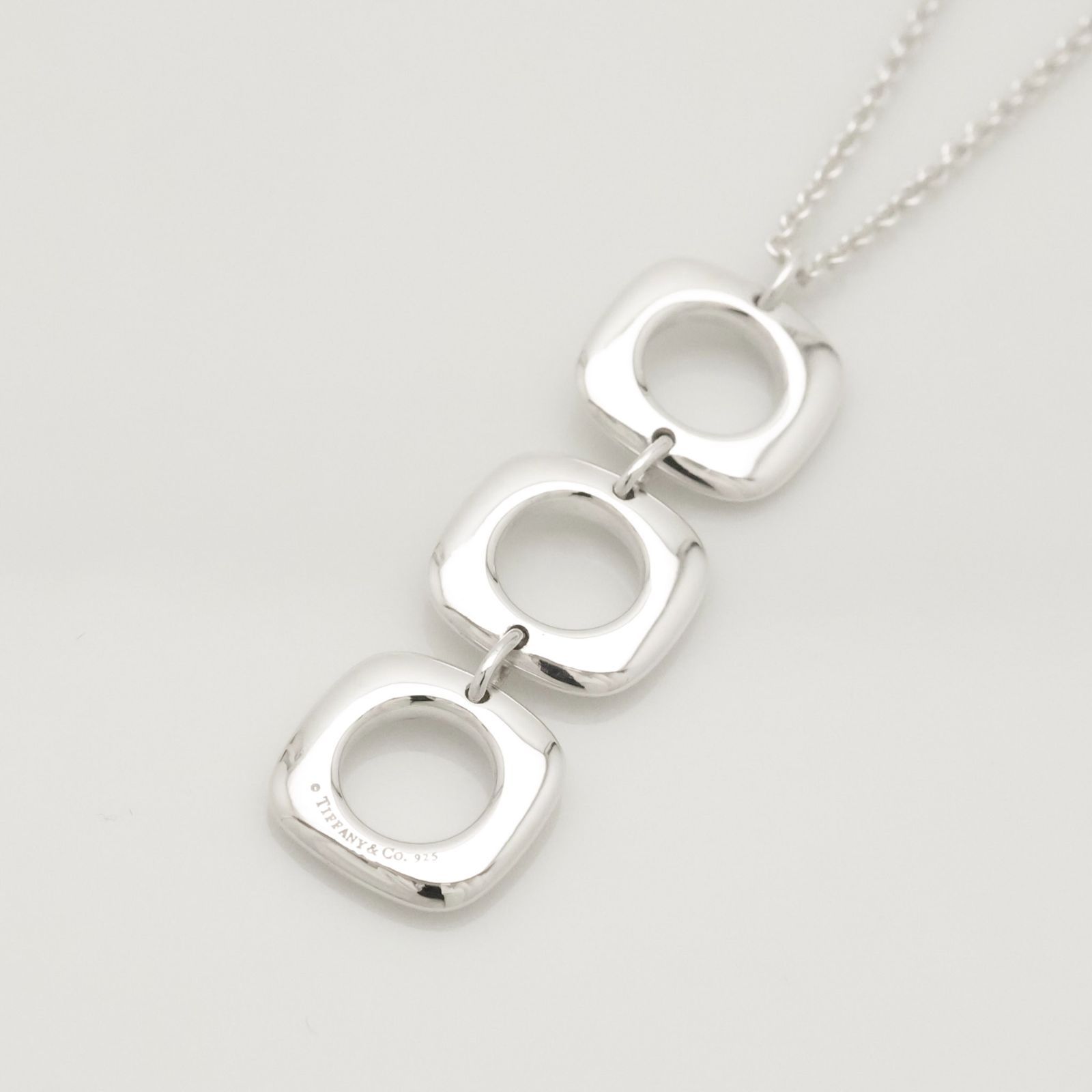 【美品】ティファニー TIFFANY&Co. トリプル クッション スクエア ネックレス AG925