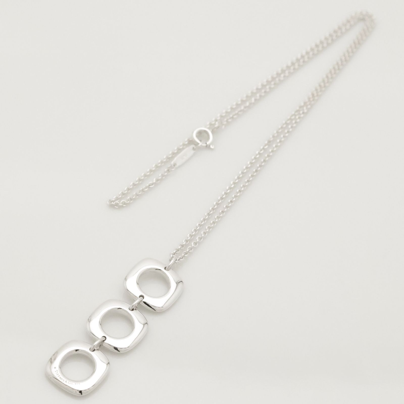 【美品】ティファニー TIFFANY&Co. トリプル クッション スクエア ネックレス AG925