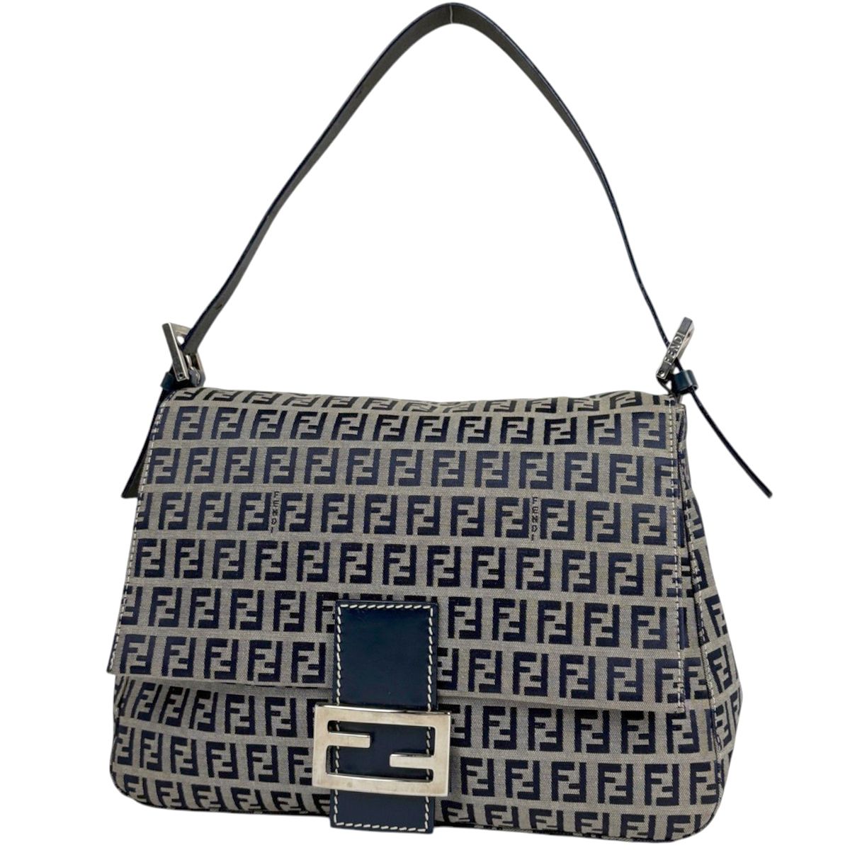 フェンディ FENDI ショルダーバッグ ズッキーノ柄 マンマバケット キャンバス ネイビー 26325 レディース 【中古】 95,700円
