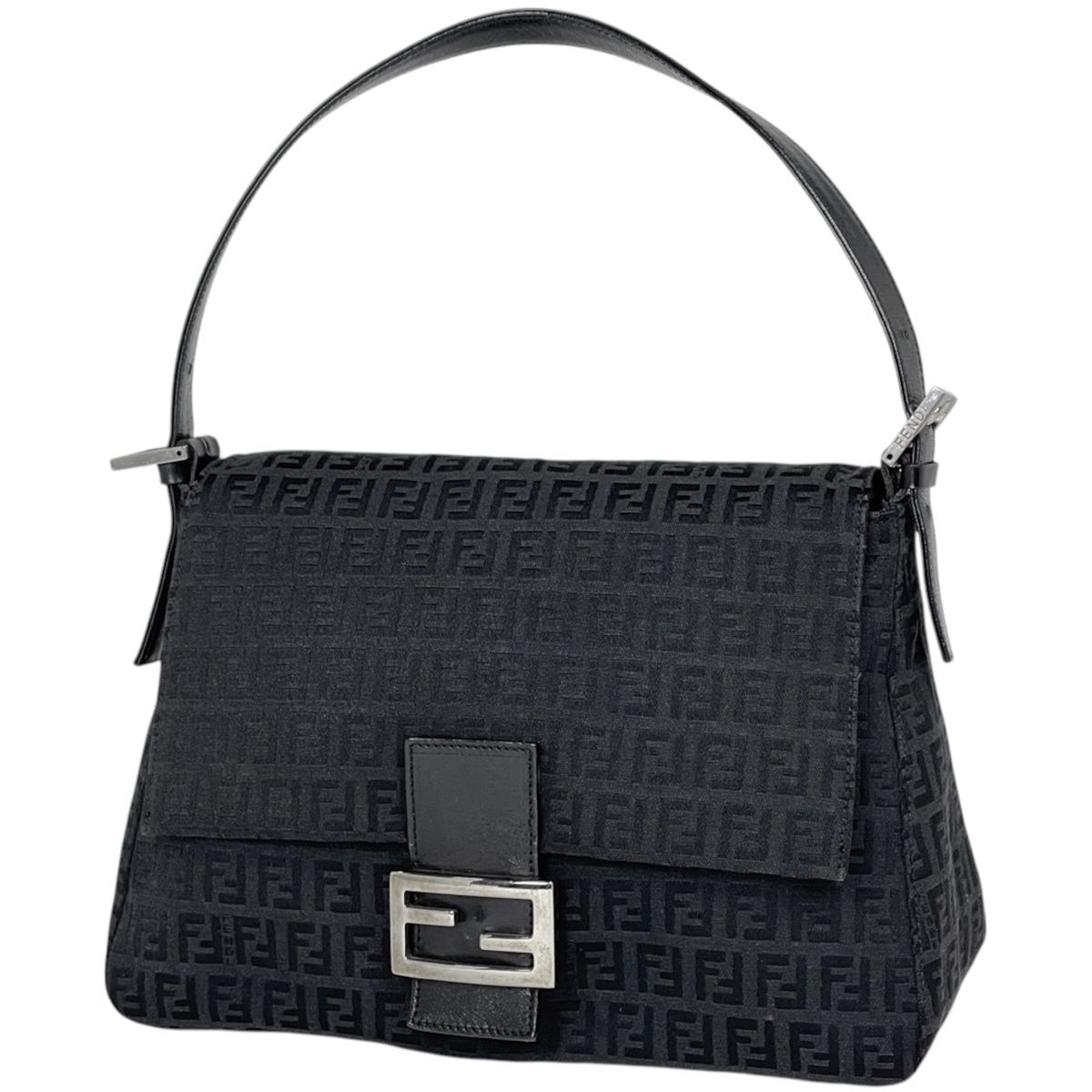 フェンディ FENDI ショルダーバッグ ズッキーノ柄 キャンバス ブラック 8BR001 レディース 【中古】