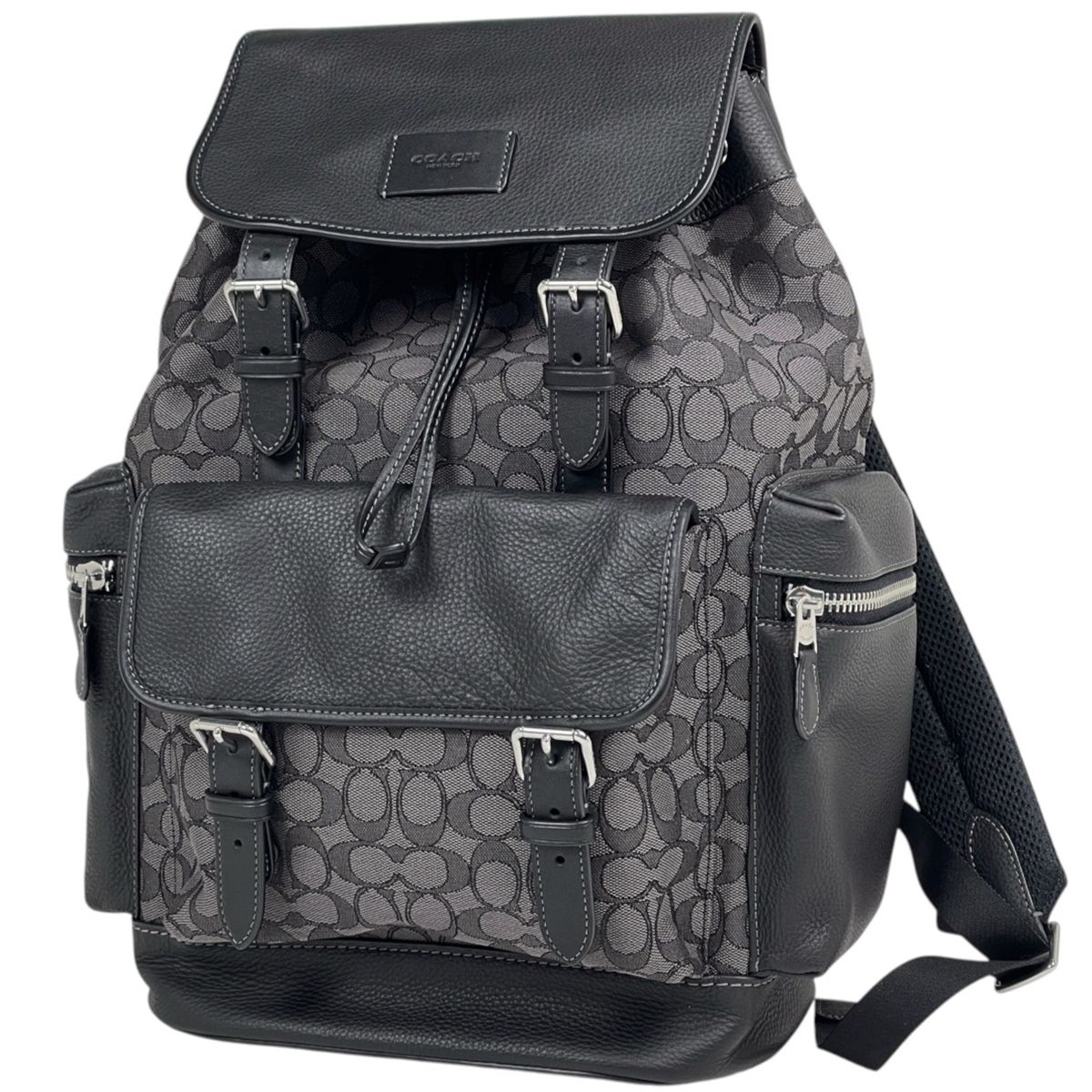 コーチ COACH スプリント バックパック リュック シグネチャー ジャカード キャンバス ブラック CE523 メンズ 【中古】