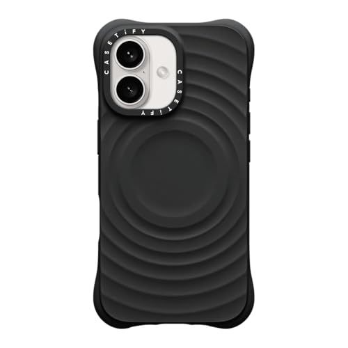 CASETiFY ウェーブ シリコン iPhone 16 ケース [波型シリコン/MagSafe対応/耐衝撃] - ブラックe