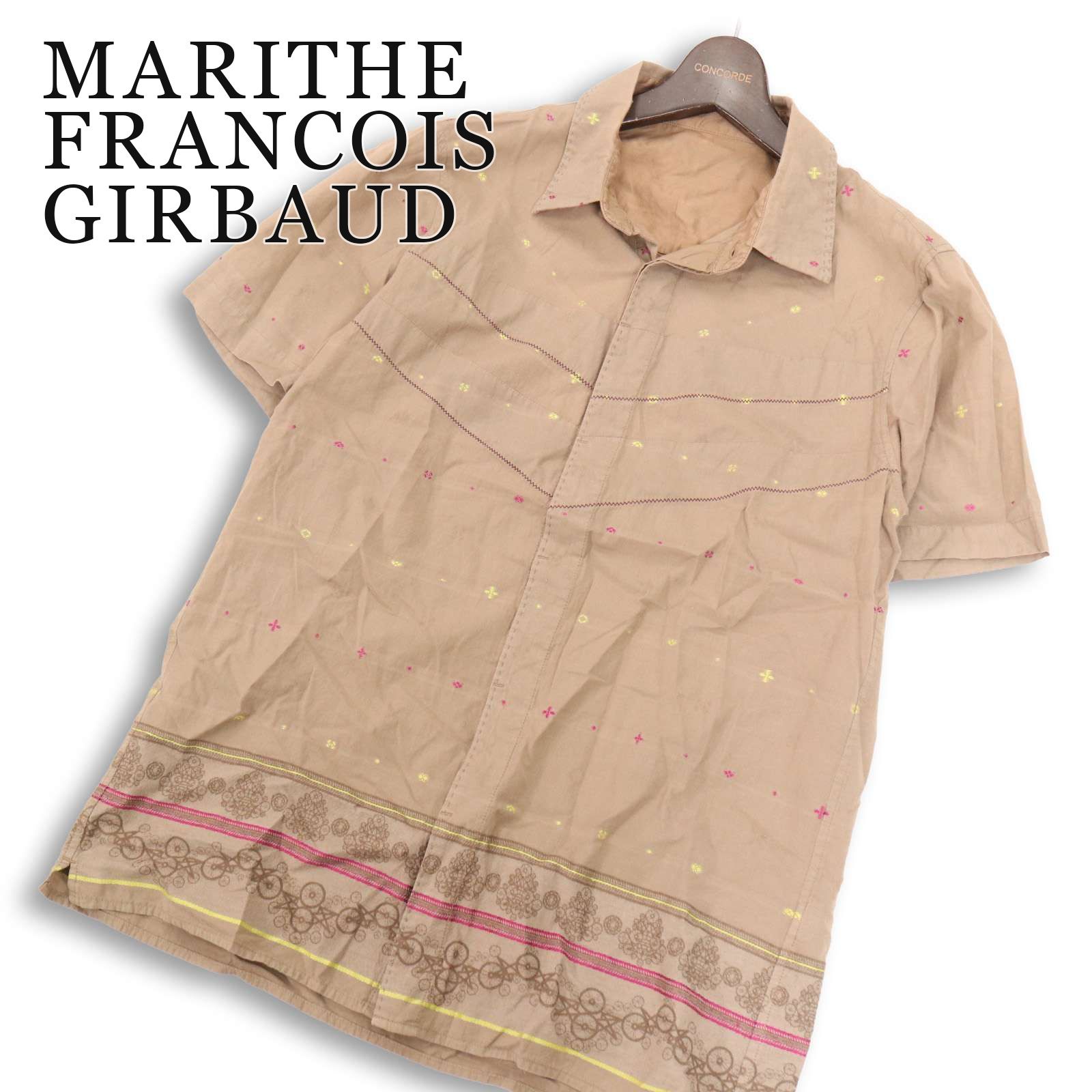 MARITHE FRANCOIS GIRBAUD マリテフランソワ ジルボー 春夏★ 半袖 刺繍&プリント総柄 デザイン シャツ Sz.L メンズ