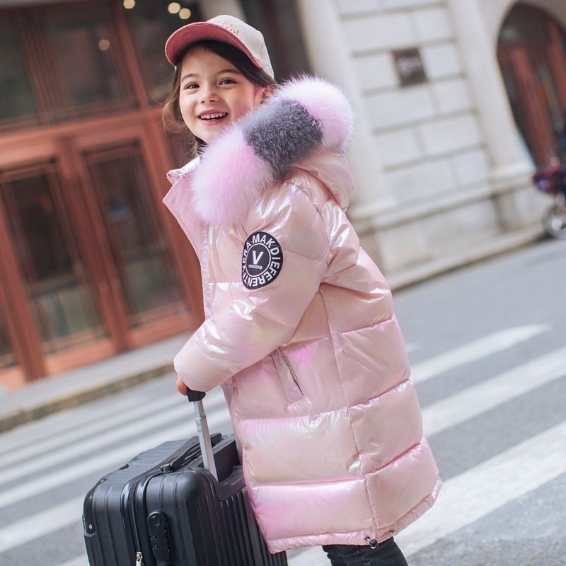 送料無料 ダウンジャケット ダウンコート 子供服 女の子 ロング ラクーンファー付き フード　通学 キッズ服 防寒 秋冬 ジュニア アウター 冬 通園 アウトドア キッズジャケット