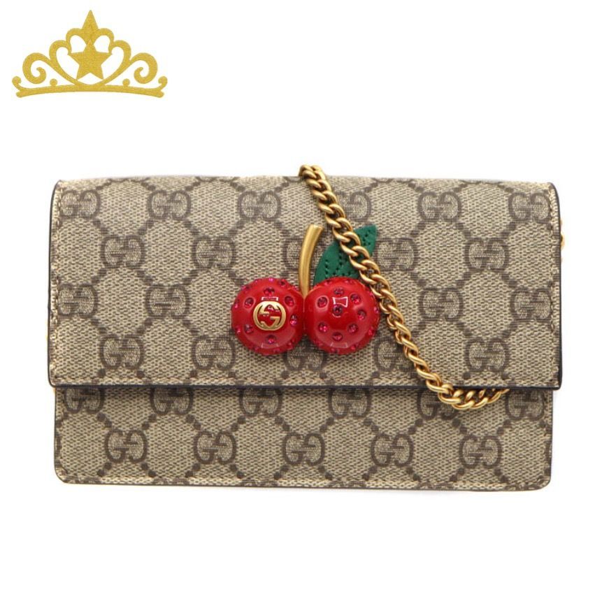 GUCCI GGスプリーム チェリー チェーンショルダーバッグ レディース グッチ