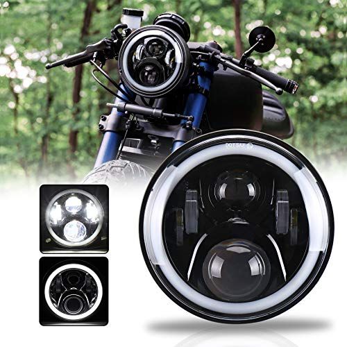 N◆MOVOTOR ホンダバイクCB1300７インチLEDヘッドライト ホーネット250対応 DRL機能 イカリング付き Hi/Loビーム ブラック 1個 6020c5c4
