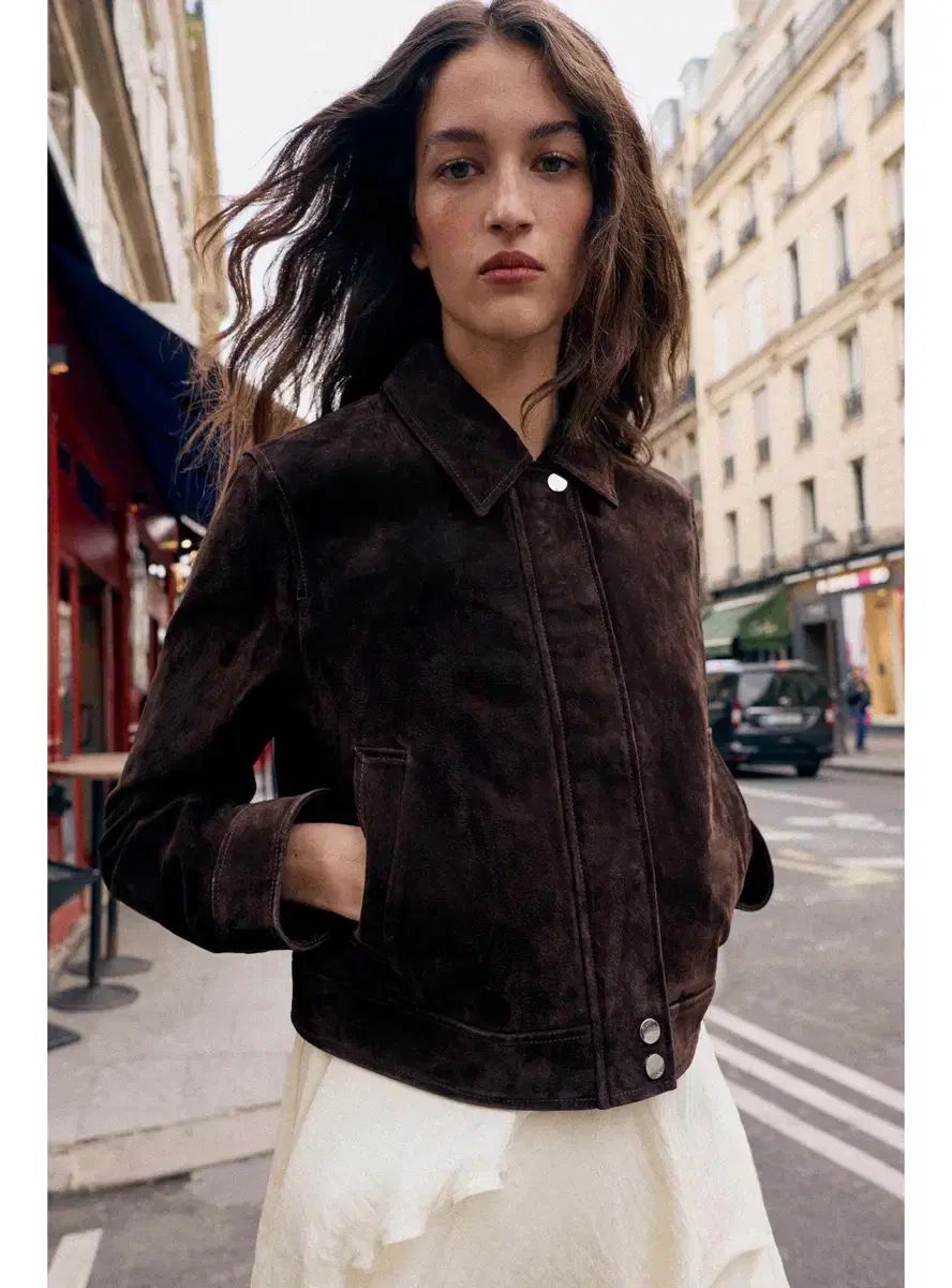 ZARA 100% スウェード ジャケット タグ付き 正規品 新品 ブラウン 秋 ジャケット