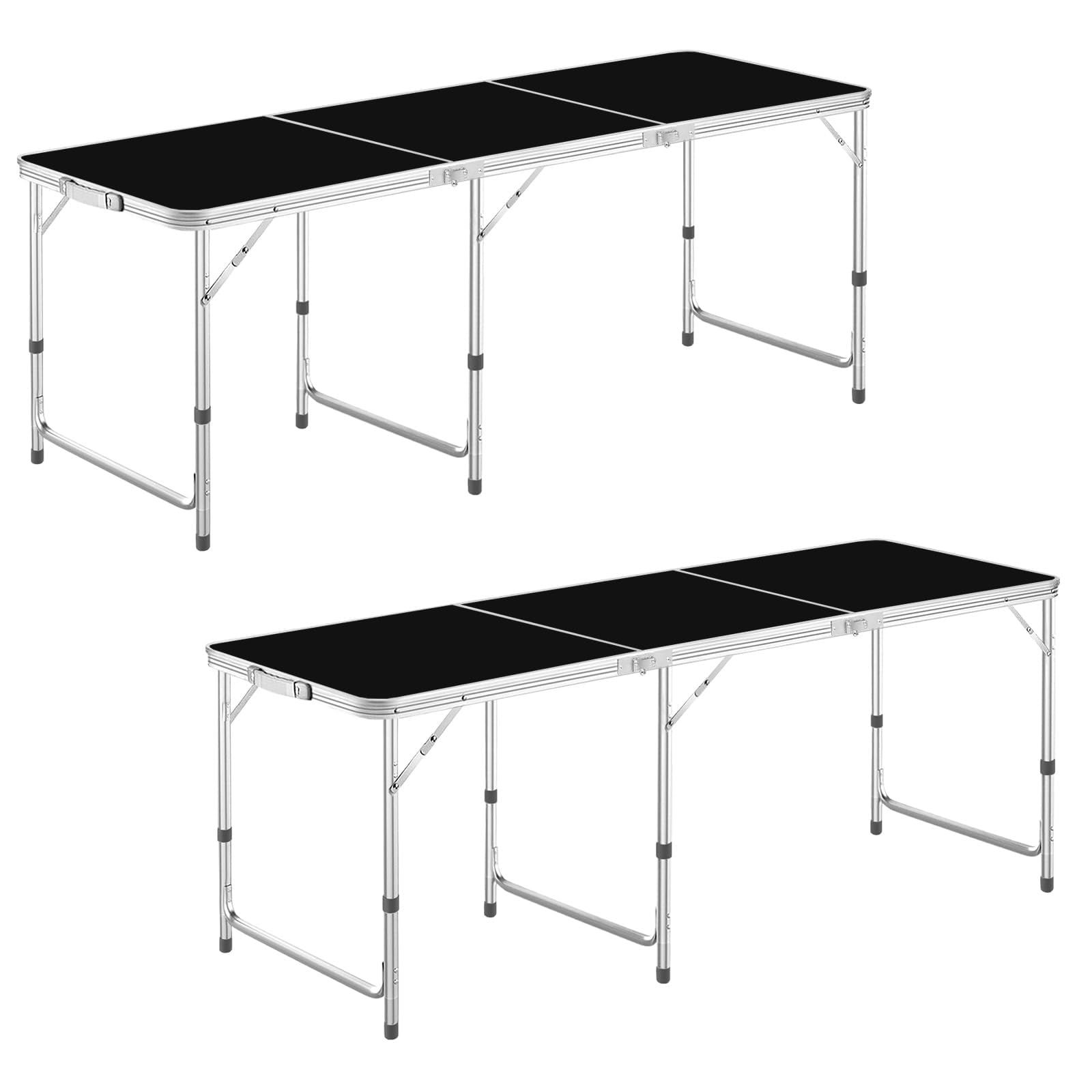 DesertFox キャンプテーブル アウトドア テーブル 折りたたみ 120CM/180CM 単品/セット 3段階高さ調整可能 ピクニック レジャー キャンプ用 折畳み コンパクト 収納 簡単組立 008 (ブラック,180cm×2)e 10,260円