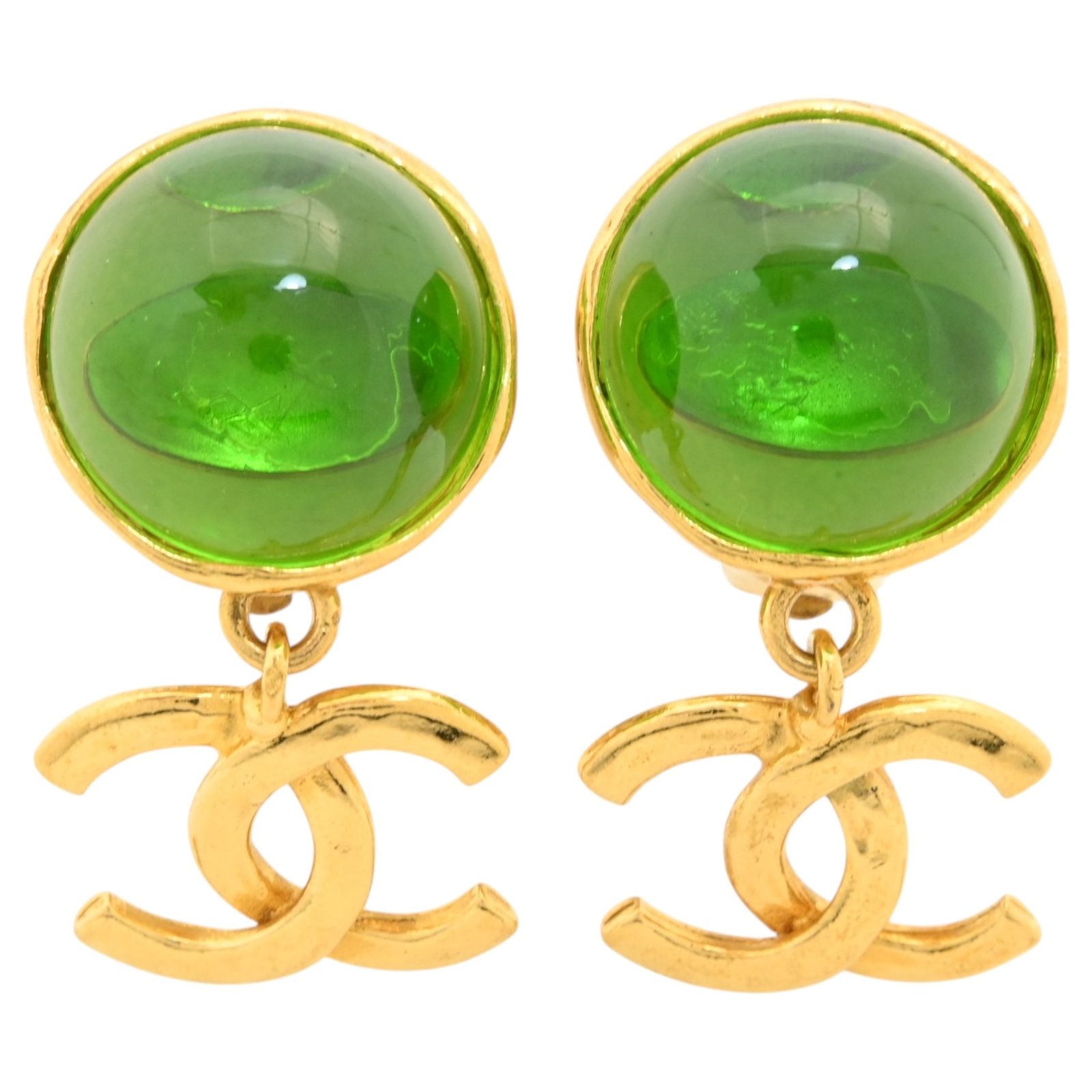 【中古】シャネル イヤリング グリポア ココマーク グリーン アクセサリー Aランク ch8844ca