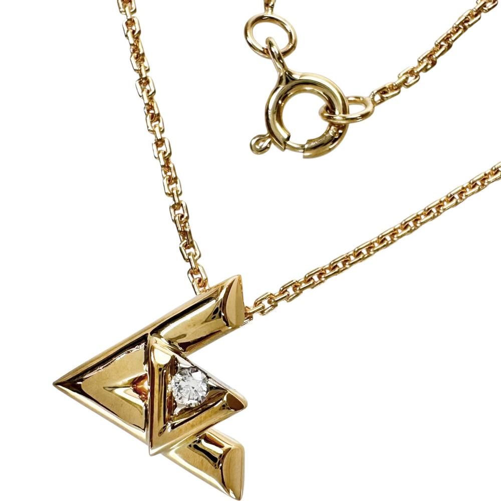 【LOUIS VUITTON/ルイ・ヴィトン】ヴォルトワン 1Pダイヤモンド 0.03ct ネックレス K18YGイエローゴールド 18金 5.6g 42/45cm Q93805 レディース 【中古】【真子質店】【GD】
